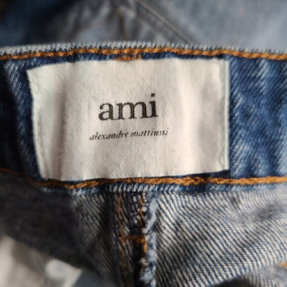 AMI Paris alexandre mattiussi Denim MiDi Designer Skirt - Picture 13 of 15